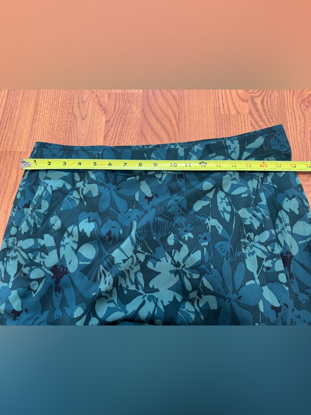 Rip Skirt Teal Floral Pencil Skirt - Picture 3 of 4